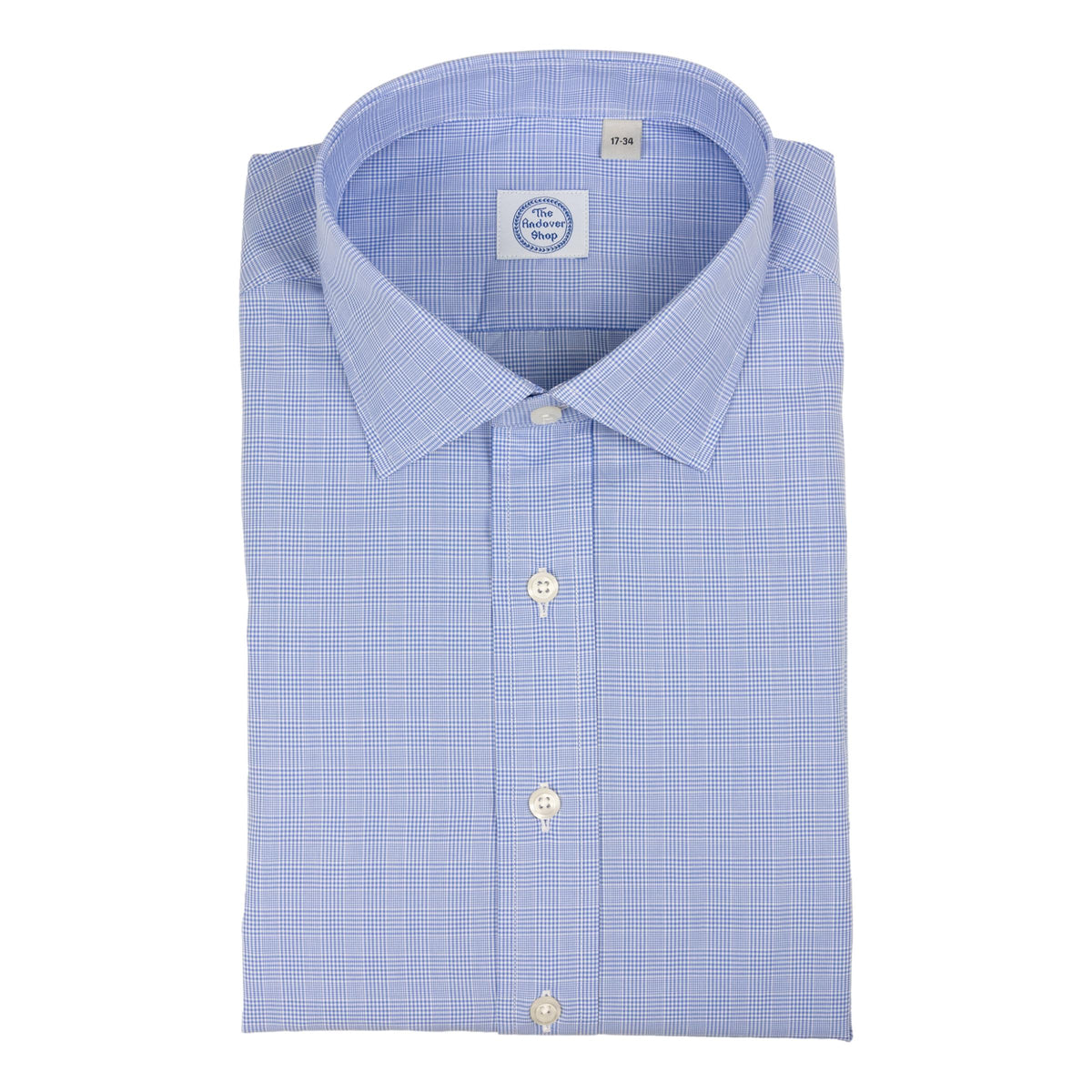 Blue Prince of Wales Spread Collar Dress Shirt – The Andover Shop