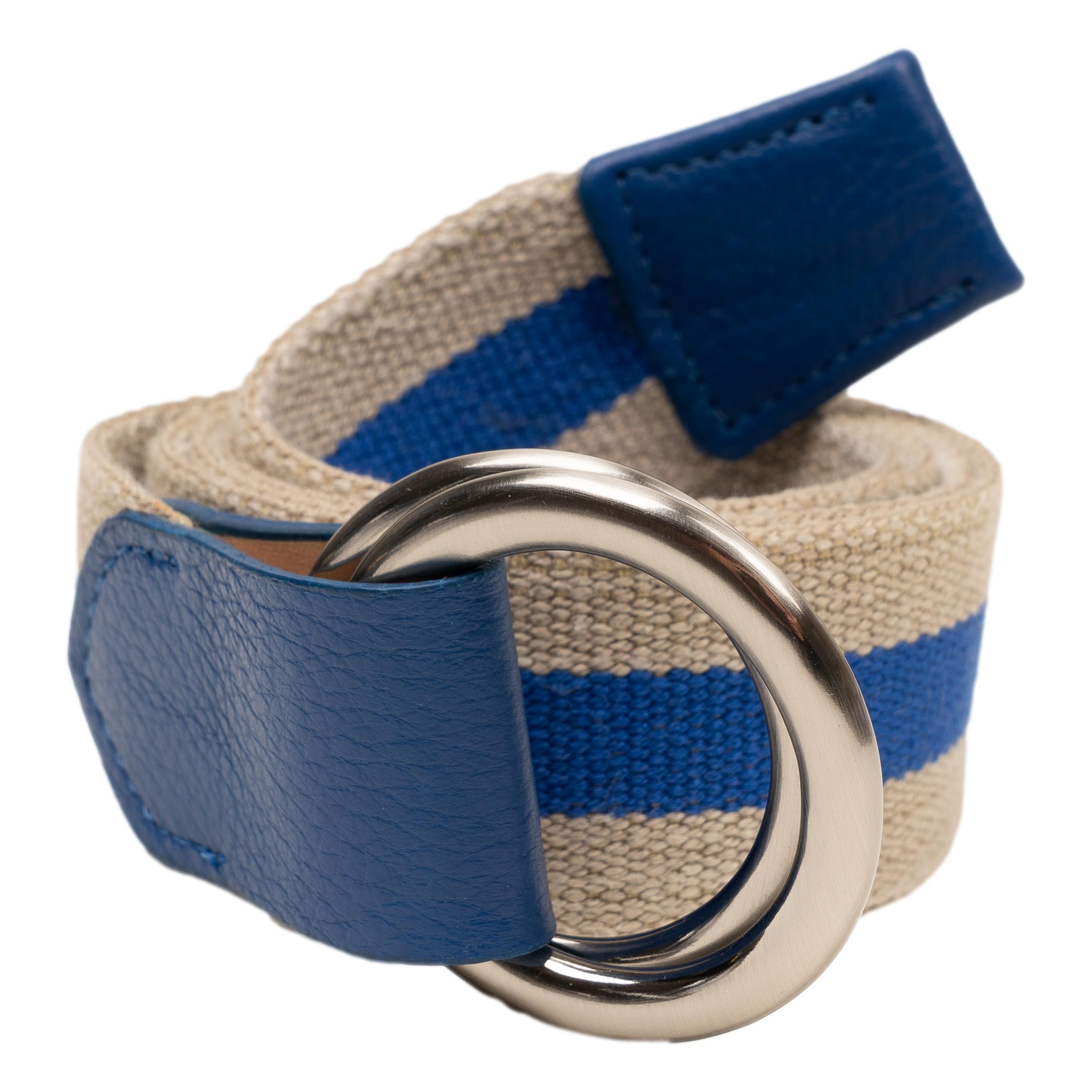 BlueStripedLinenBeltwithO-