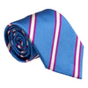 Light Blue with Magenta and White Reppe Stripe Silk Tie