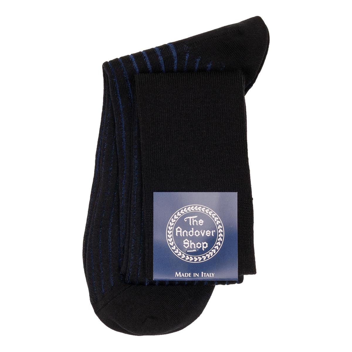 Over the Calf Ribbed Shadow Stripe Wool Dress Socks