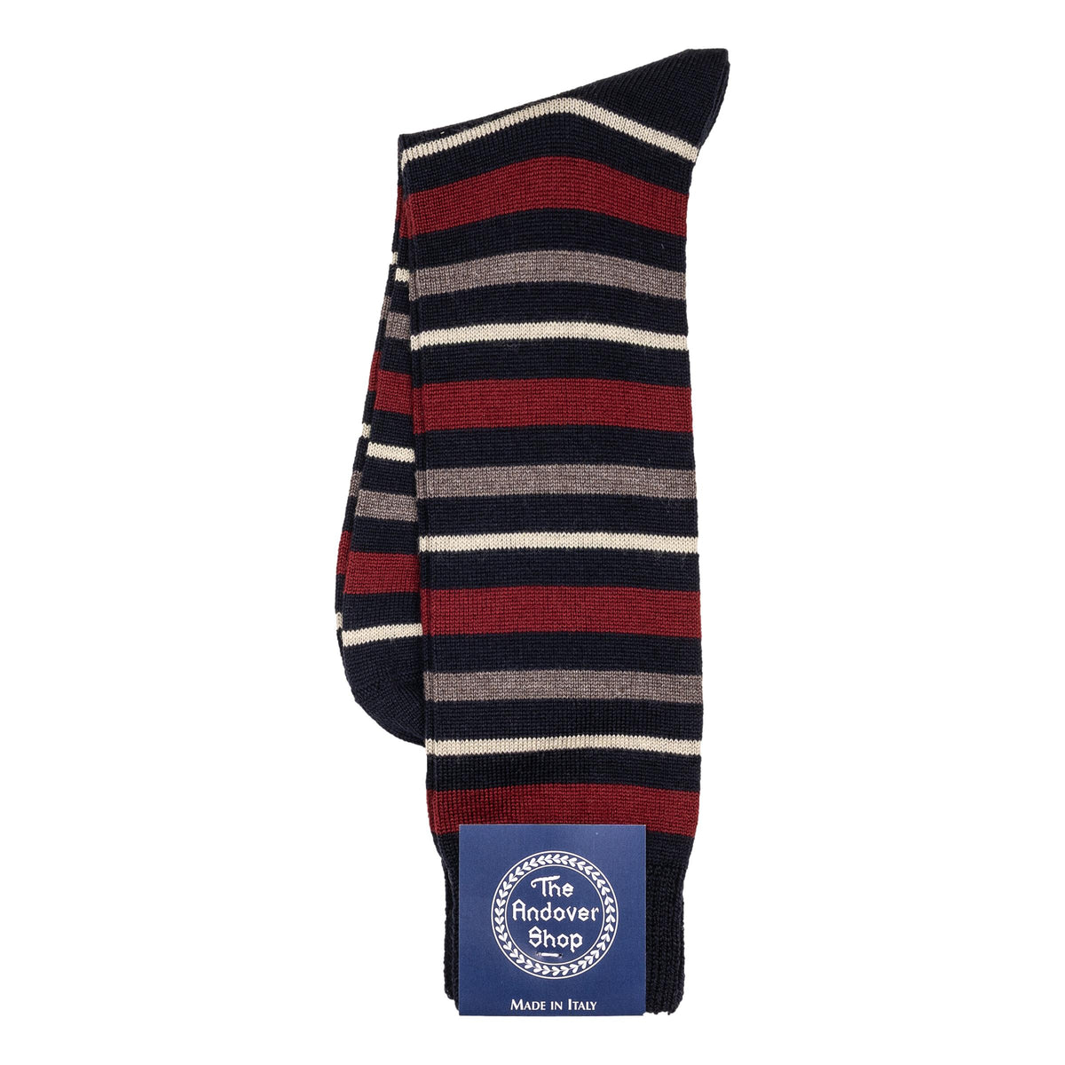 Mid-Calf Multi Stripe Wool Dress Socks