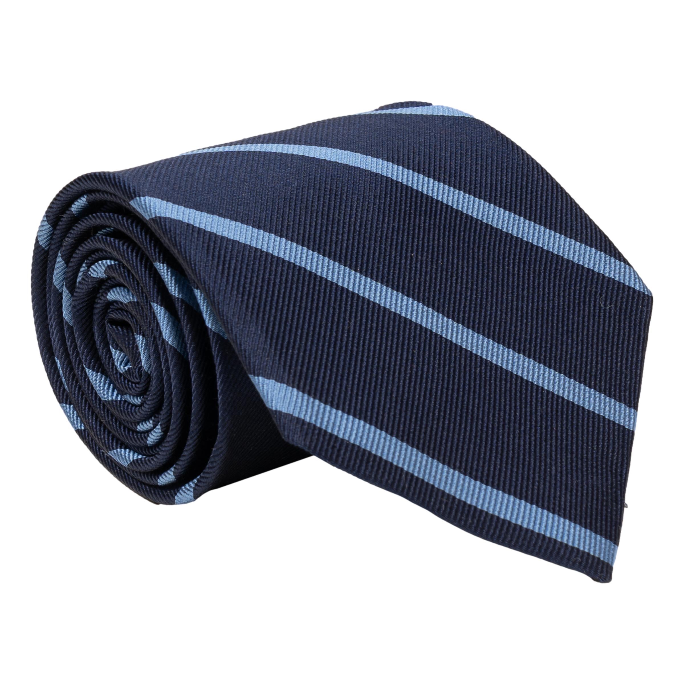 Navy with Sky Blue Repp Stripe Silk Tie – The Andover Shop