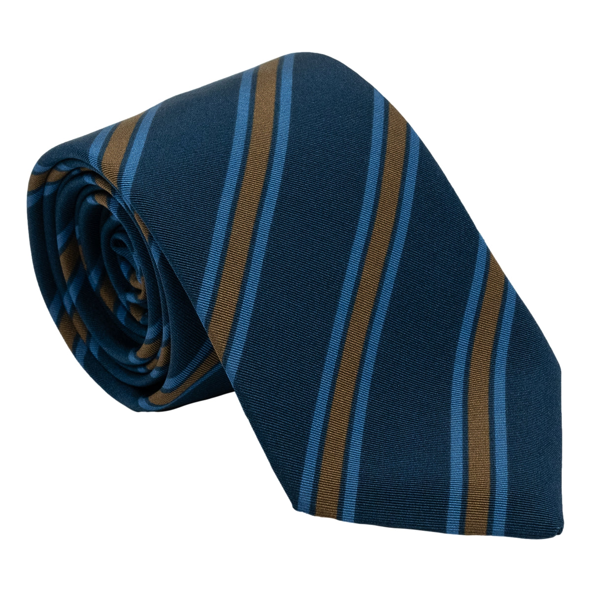 Navy with Brown and Sky Blue Striped Irish Poplin Tie – The Andover Shop