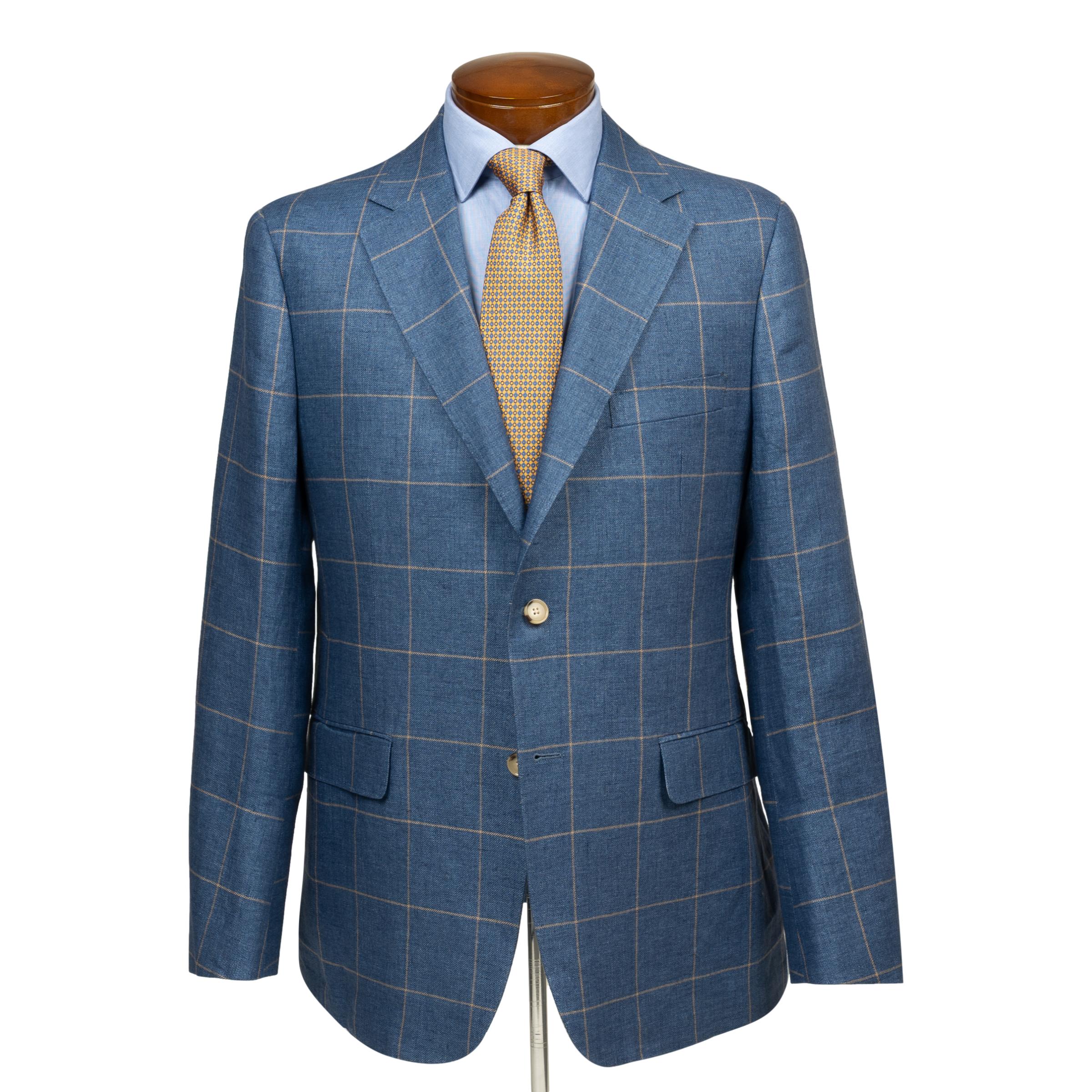 Sea Blue with Sand Windowpane Linen Sport Coat – The Andover Shop