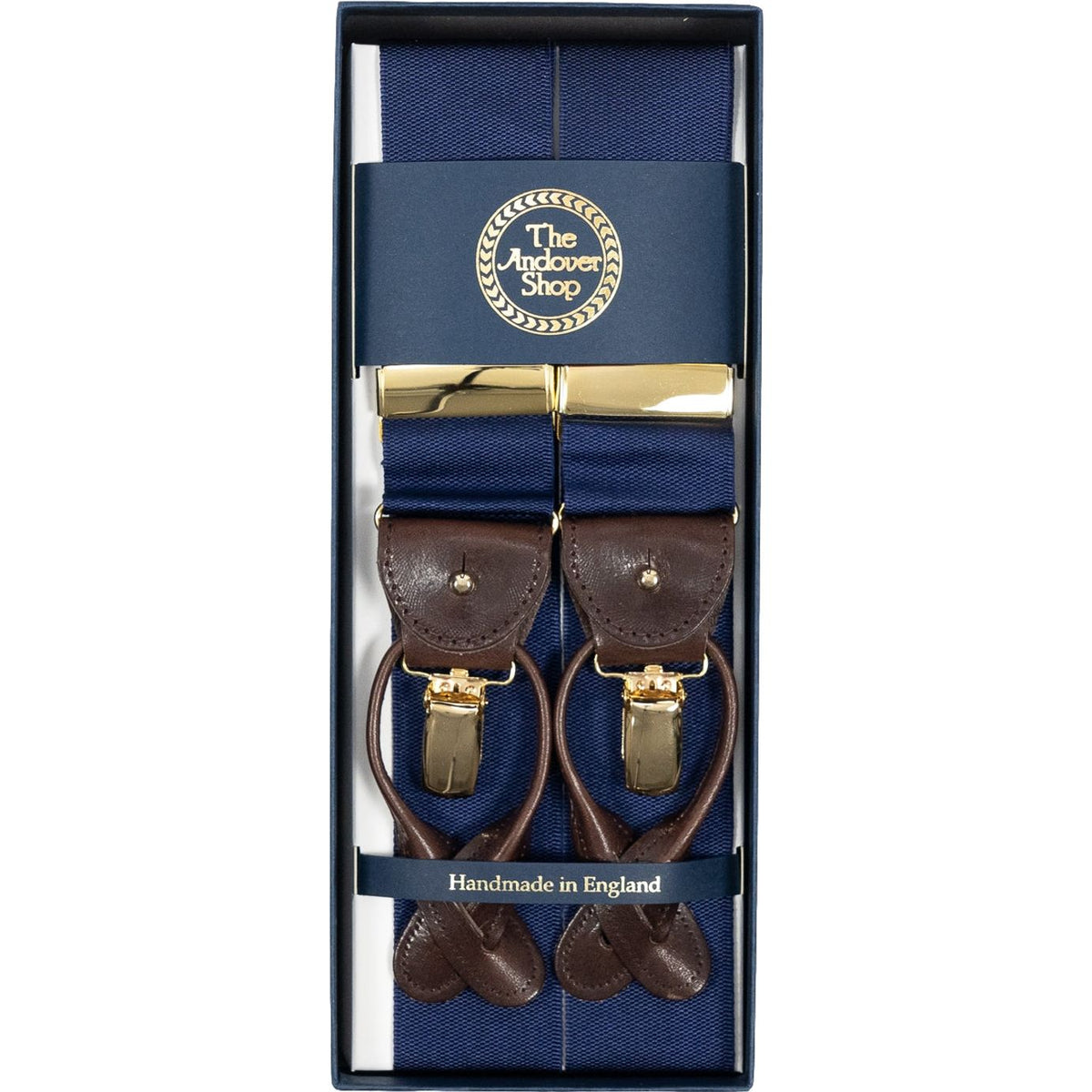 French Navy Douppion Silk Braces