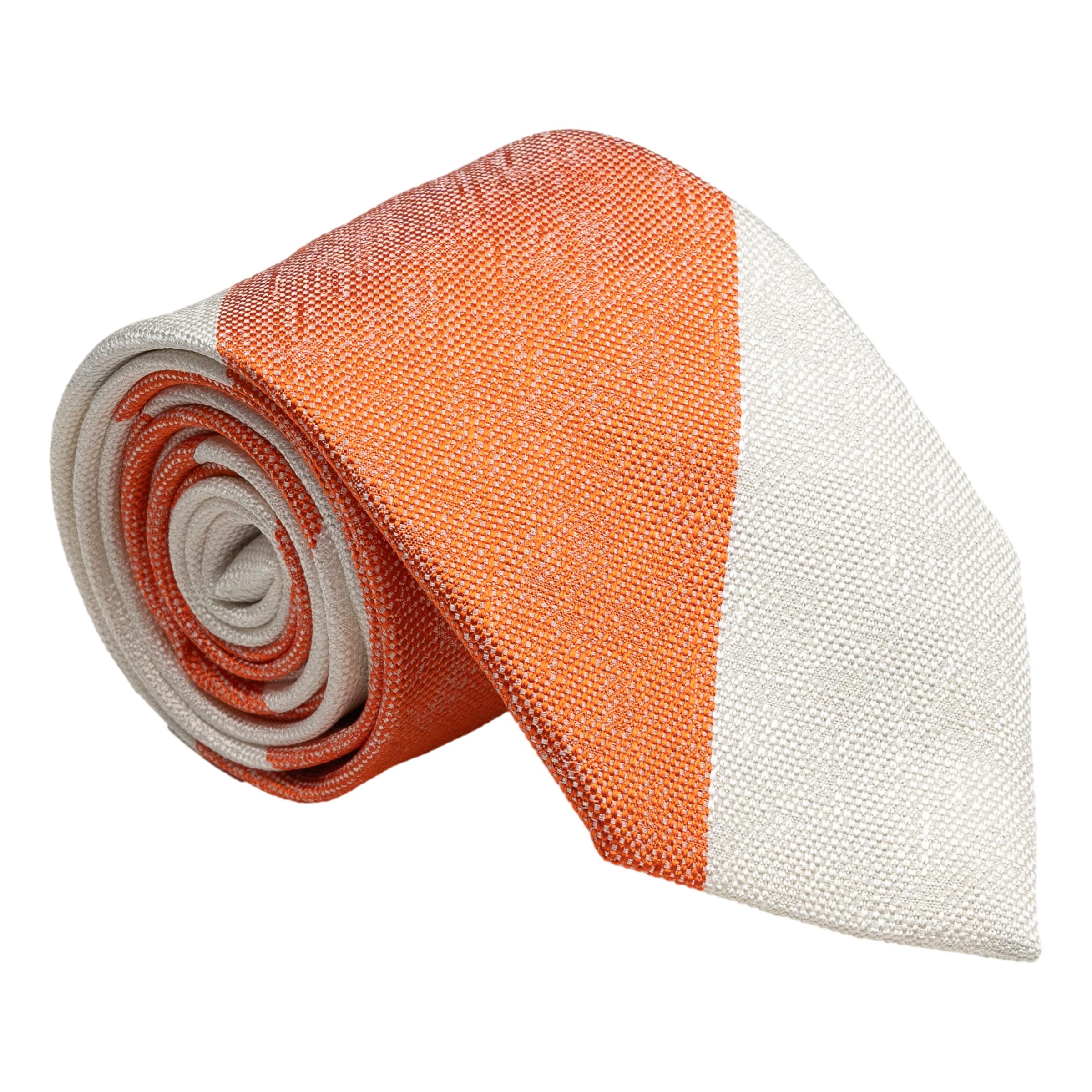 White and Orange Block Stripe Silk Tie – The Andover Shop