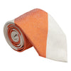 White and Orange Block Stripe Silk Tie