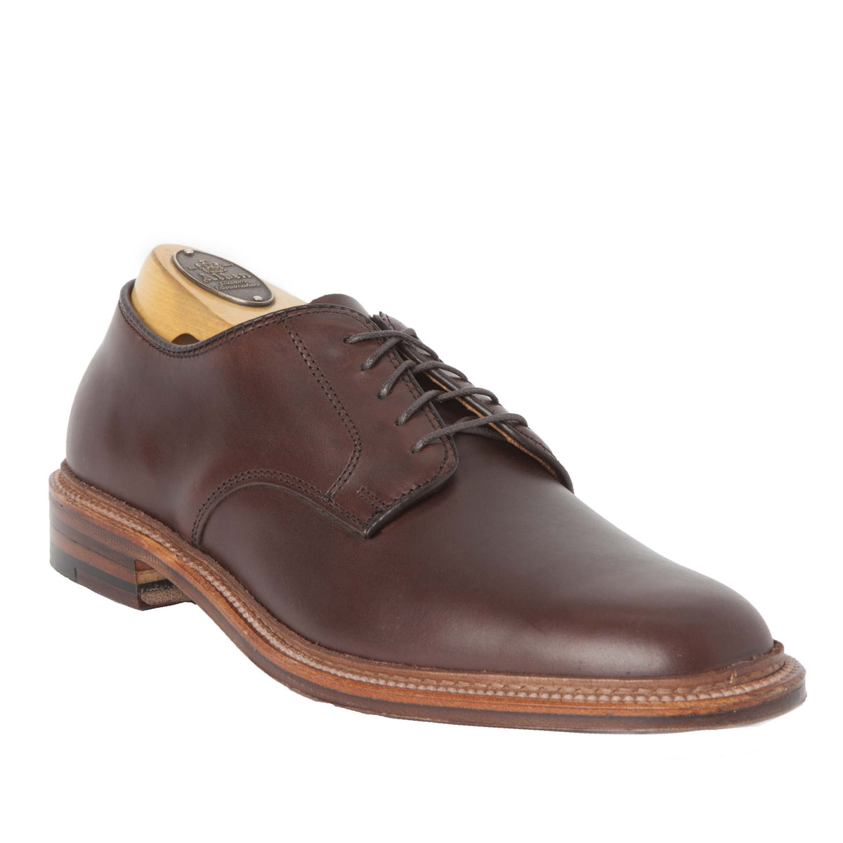 Alden 930 brown alpine calfskin plain toe dress shoes Bluchers size 10.5 A/C Alden Plain Toe Blucher Dark Brown Grained Leather On Crepe  main image 4
