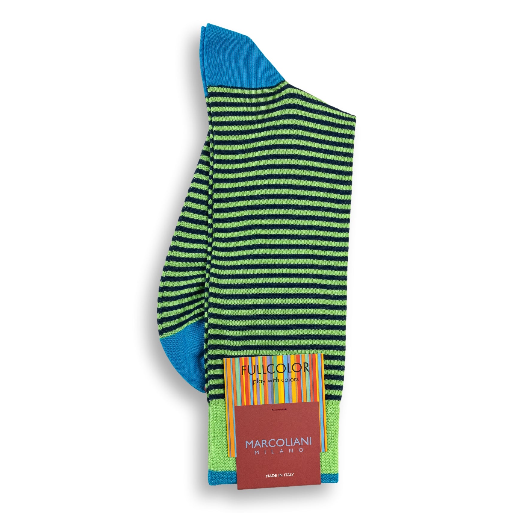 Pima Cotton Palio Stripe Mid-Calf Dress Socks