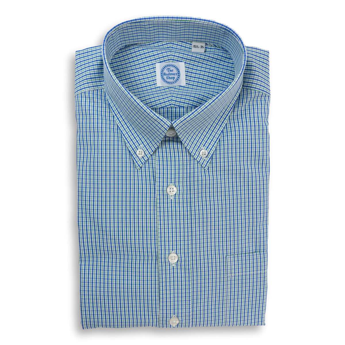 Blue and Green Check Button Down Dress Shirt The Andover Shop Blue and Green Check Button Down Dress Shirt The Andover Shop