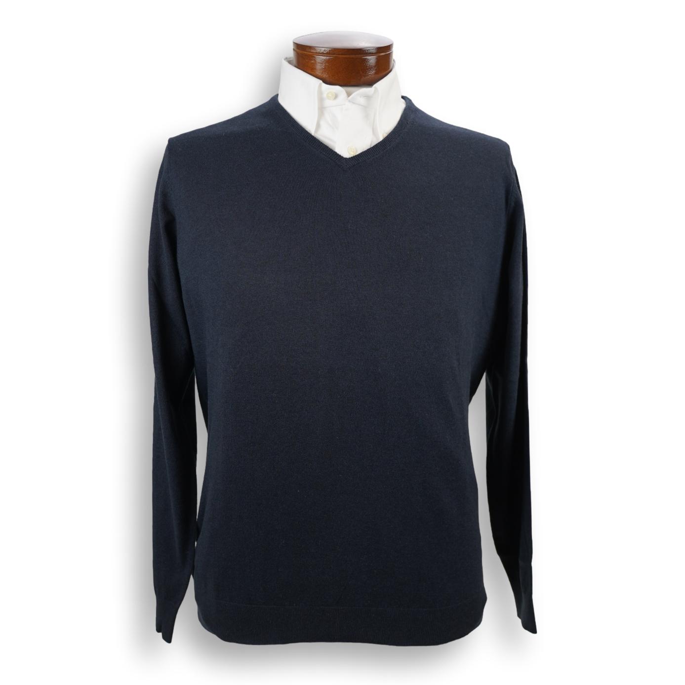 Cotton, Silk, and Cashmere Blend V-Neck Sweater