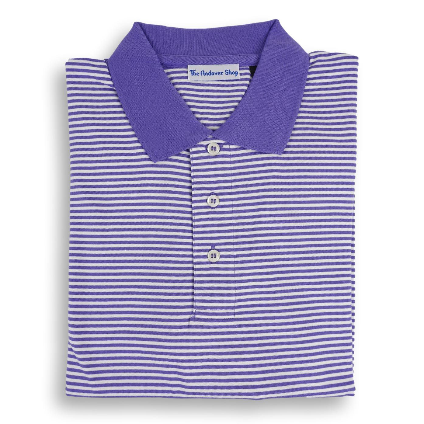 Striped Jersey Polo with Contrast Collar