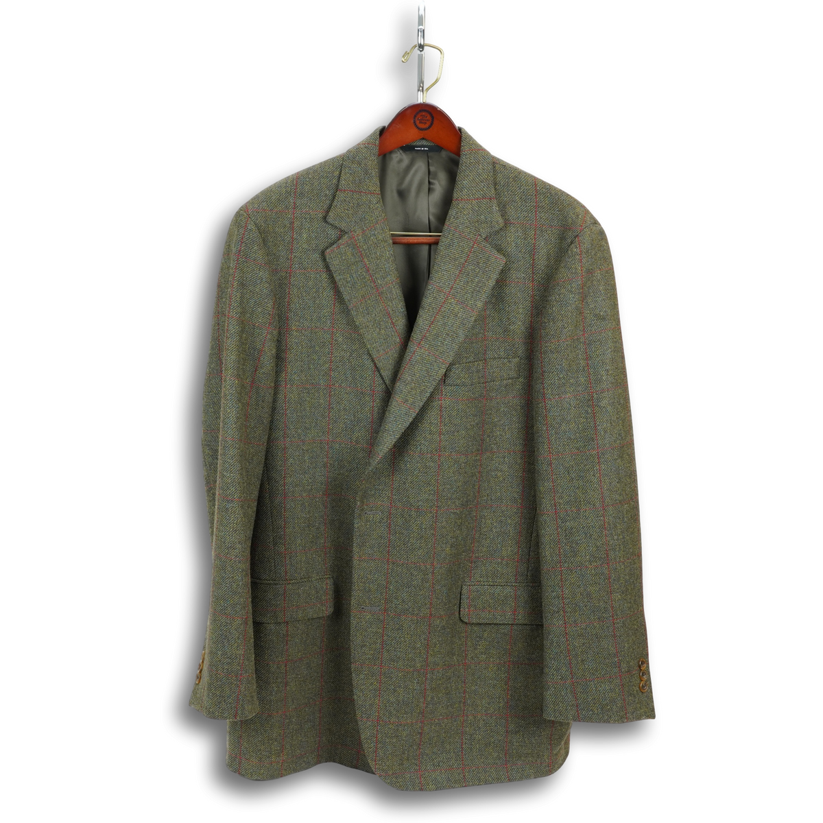 Green Wool Tweed Jacket with Red Windowpane (46L) – The Andover Shop