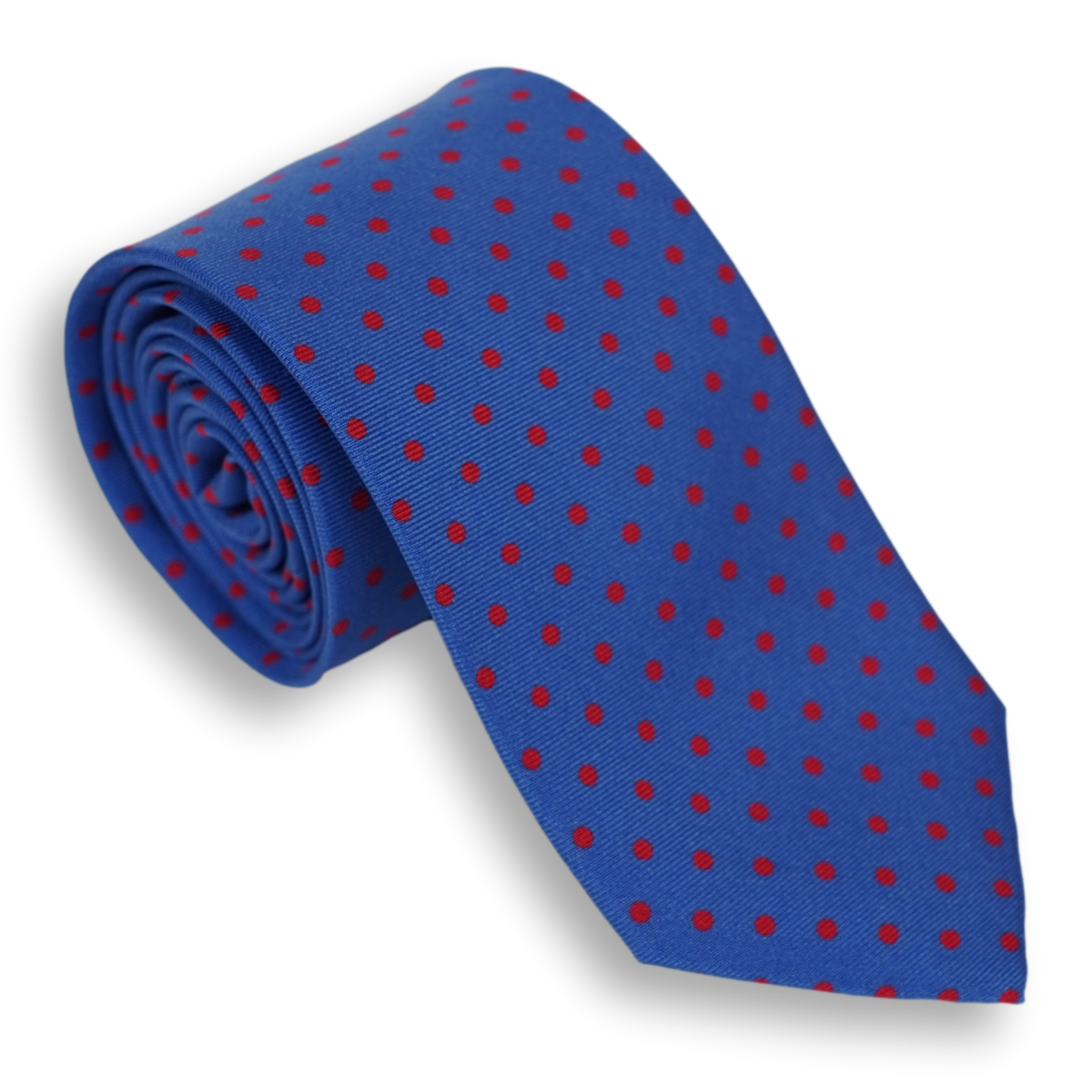 Azure Blue with Red Polka Dots Silk Tie The Andover Shop
