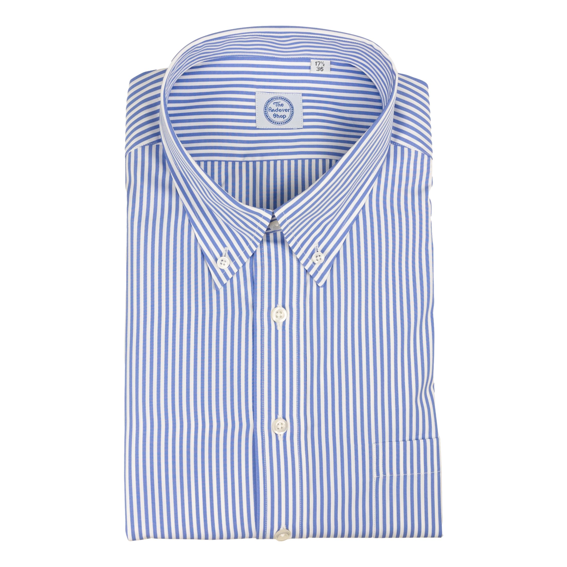Blue Banker Stripe Button Down Dress Shirt - Blue / 15 / 32 Blue Banker Stripe Button Down Dress Shirt - Blue / 15 / 32