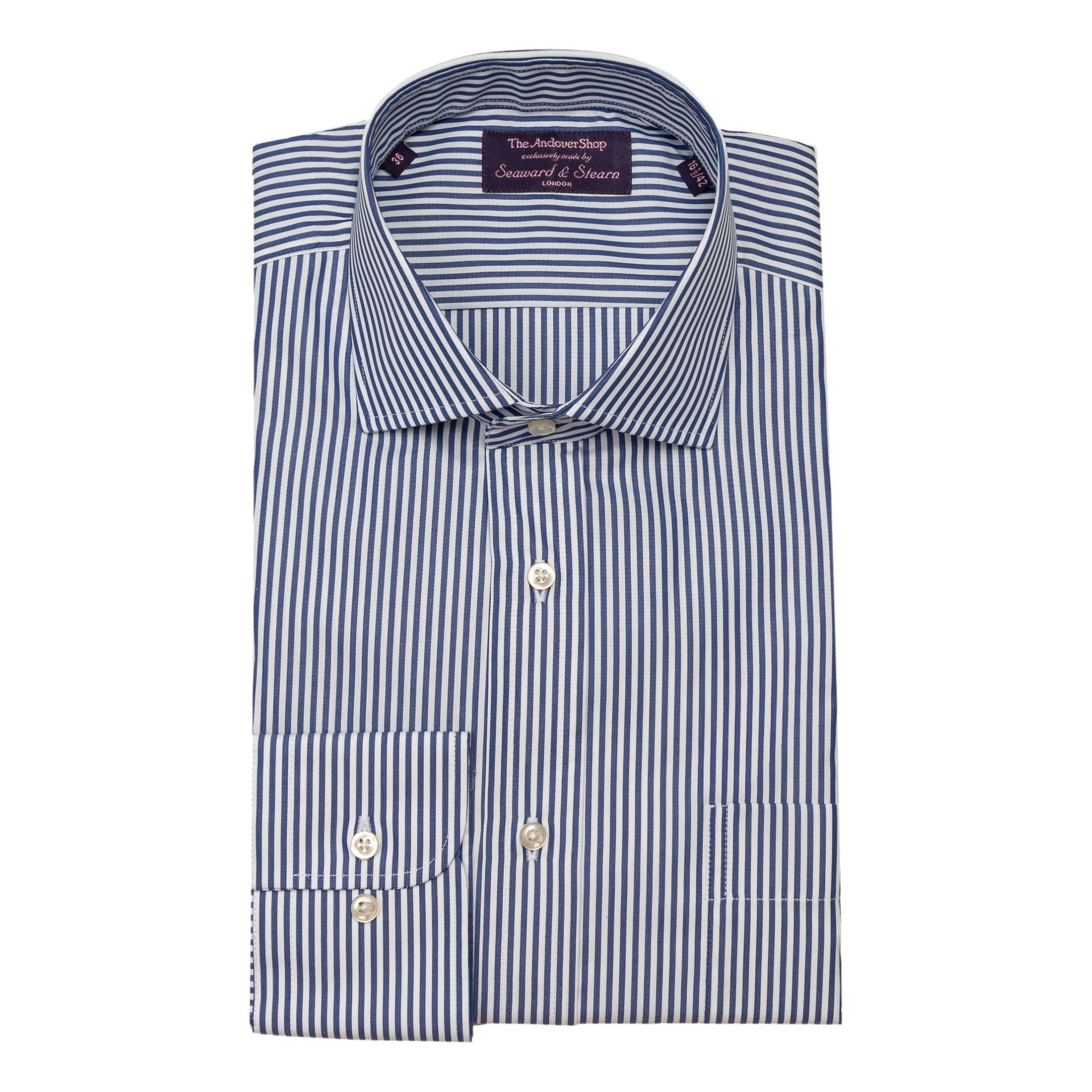 Blue Bengal Stripe Spread Collar Dress Shirt
