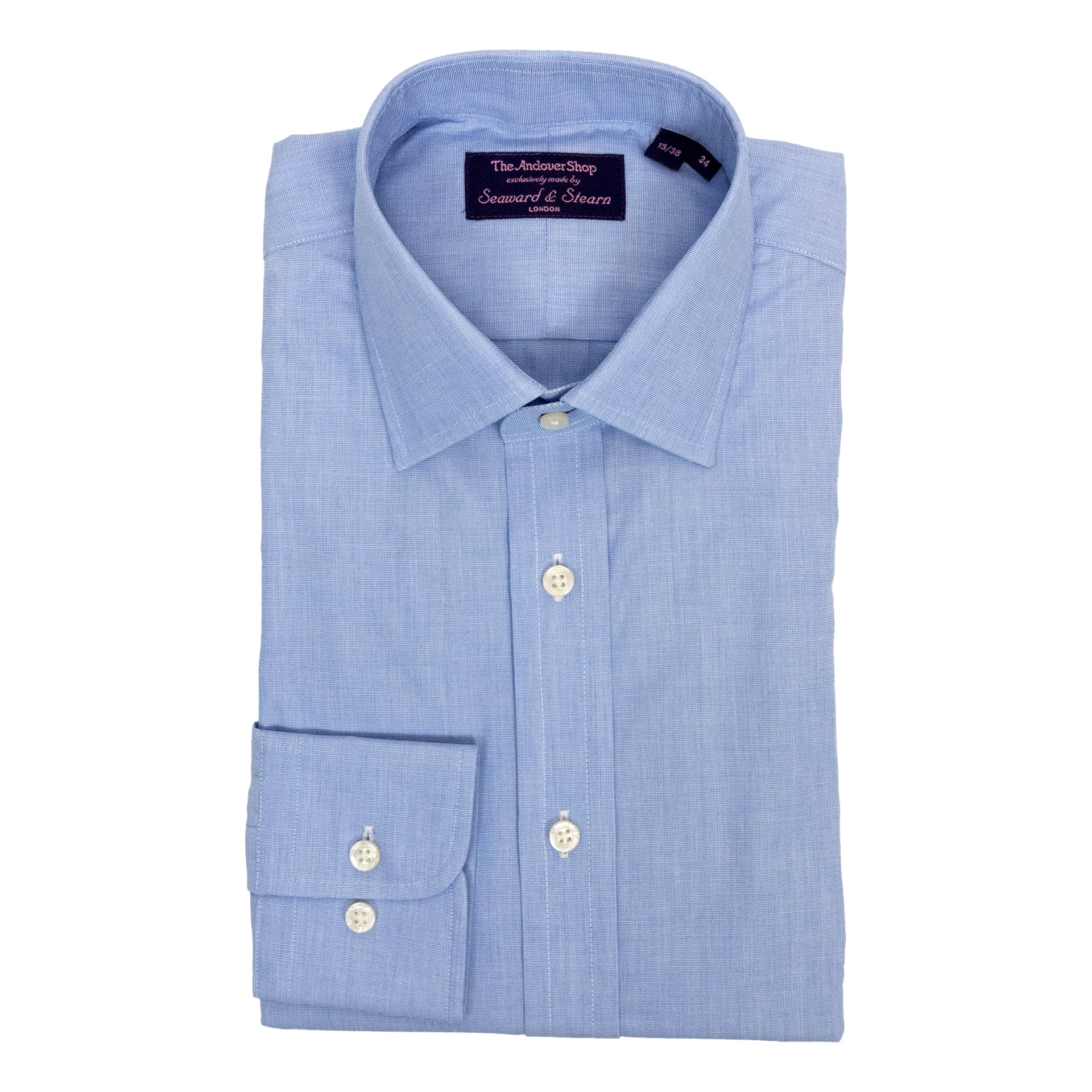Blue End-on-End Spread Collar Dress Shirt – The Andover Shop