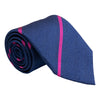 Blue and Magenta Reppe Stripe Silk and Linen Tie