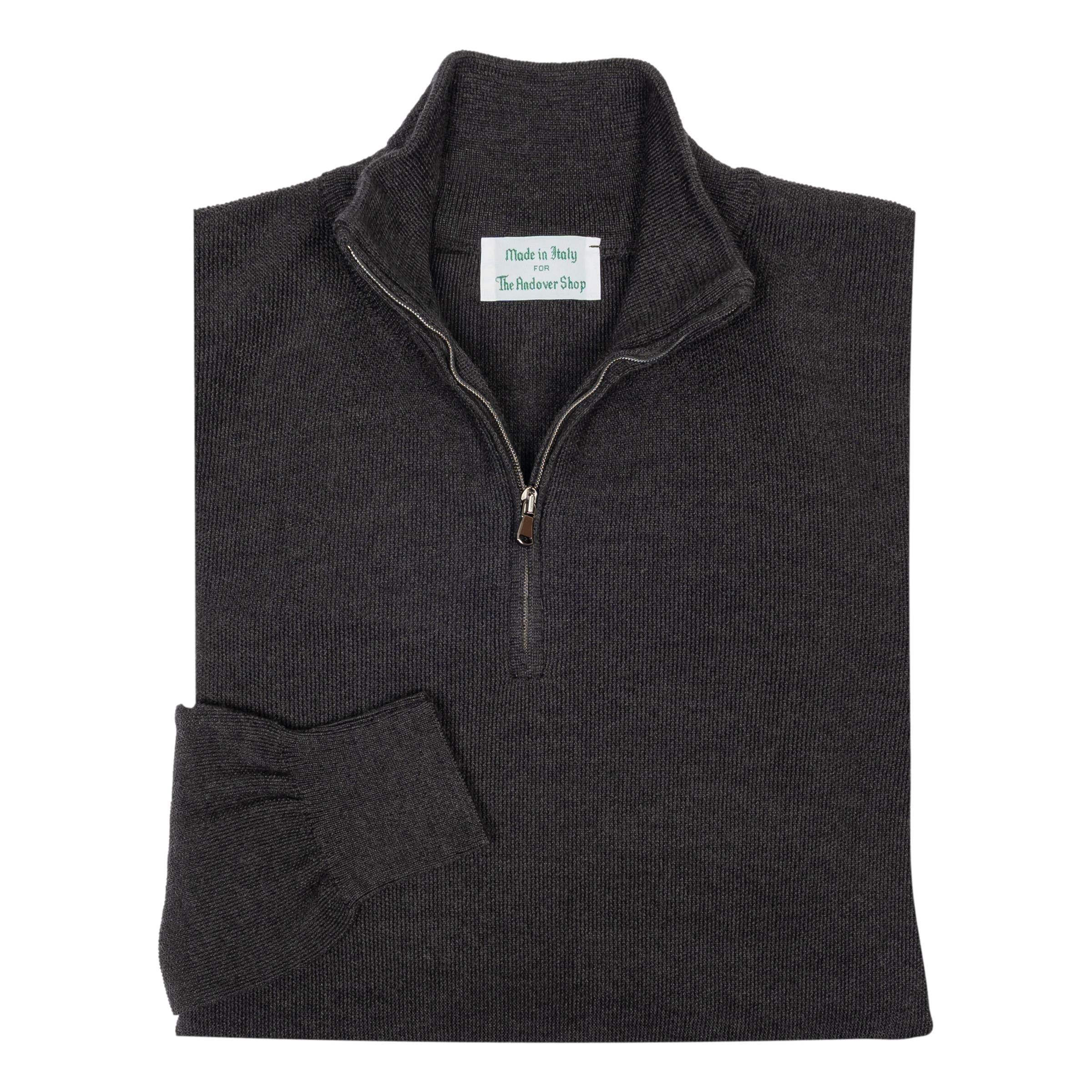 Merino Wool Rice Stitch Quarter Zip Sweater – The Andover Shop