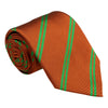 Copper and Green Double Reppe Stripe Silk Tie