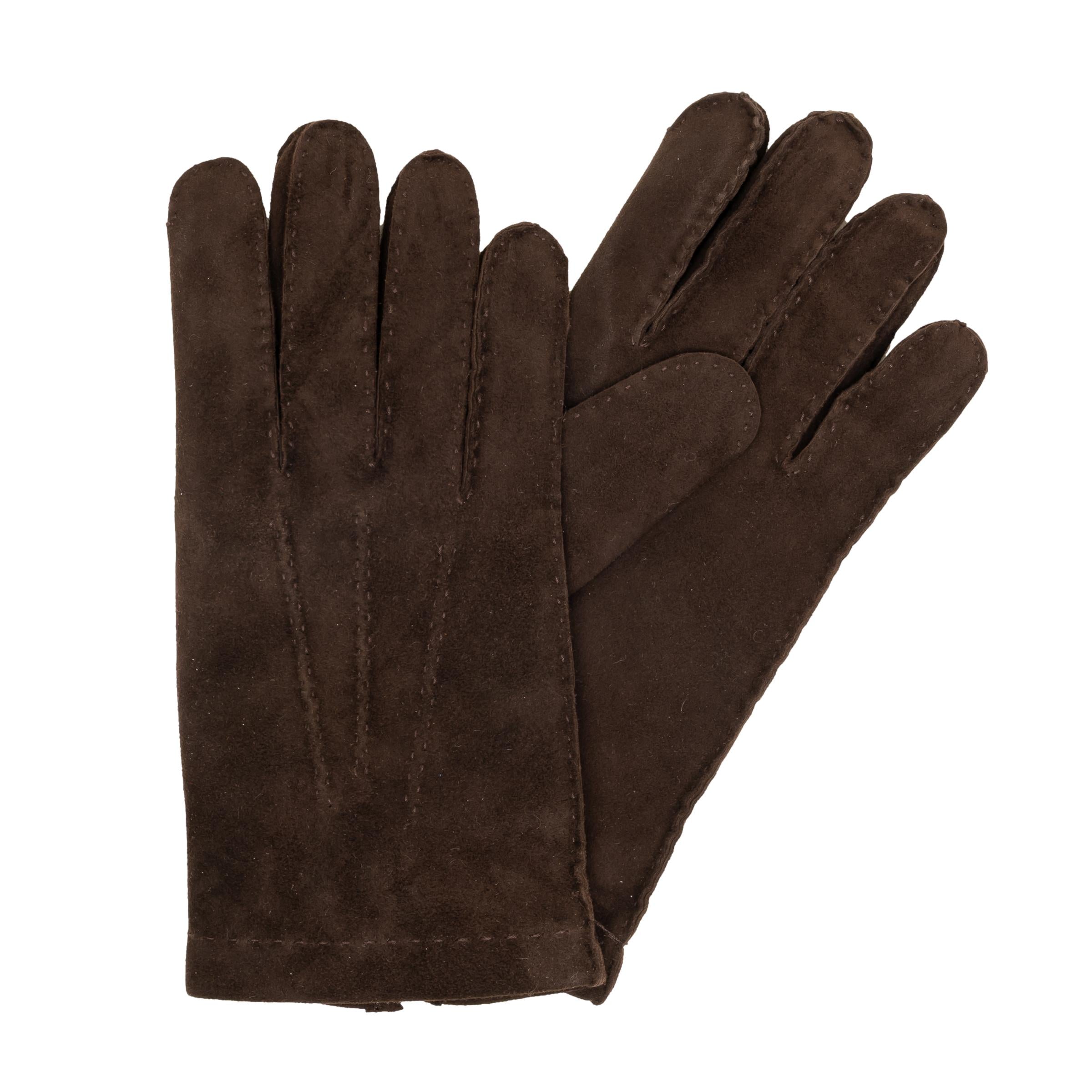 Men's Suede Leather Gloves with Cashmere Lining and Palm Vent