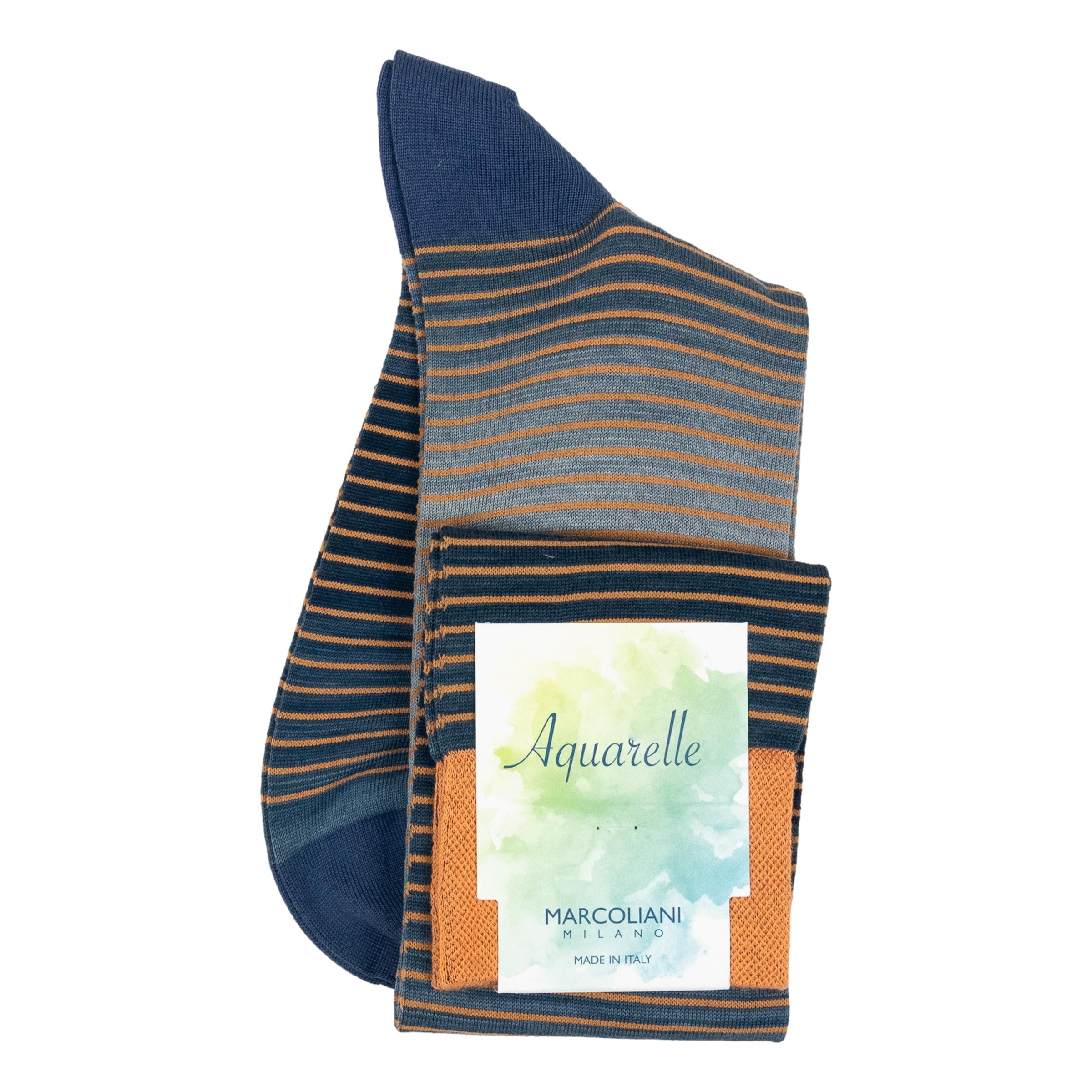 Aquarelle Shaded Stripes Over-the-Calf Dress Socks