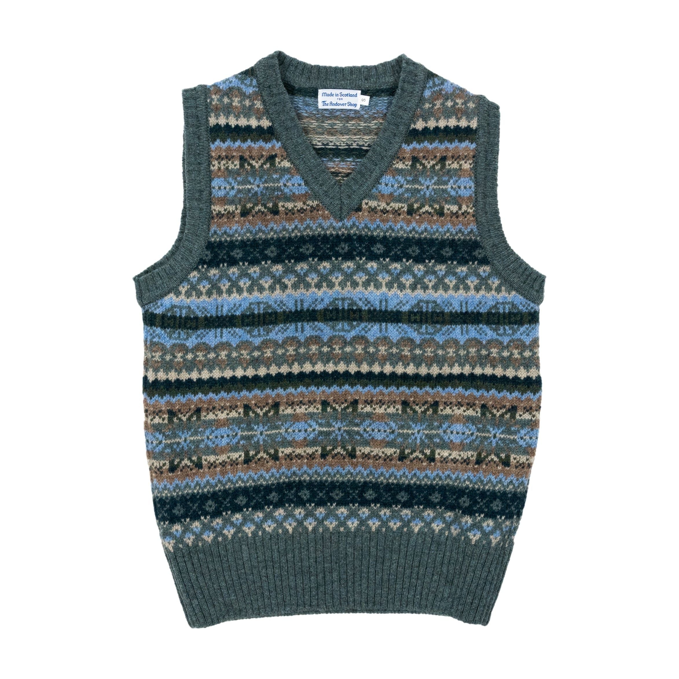 100% Wool Fairisle V-Neck Sweater Vest