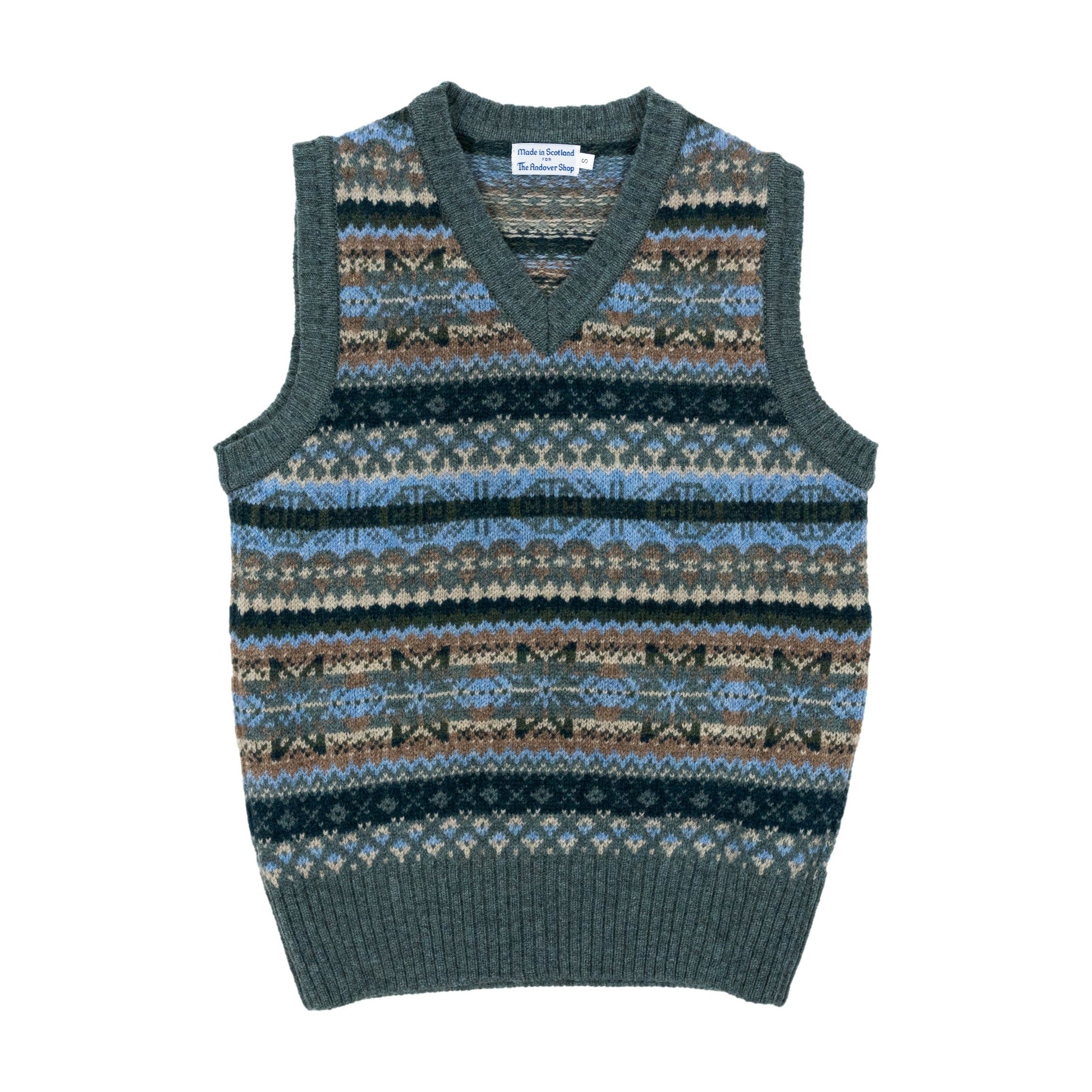 100% Wool Fairisle V-Neck Sweater Vest – The Andover Shop