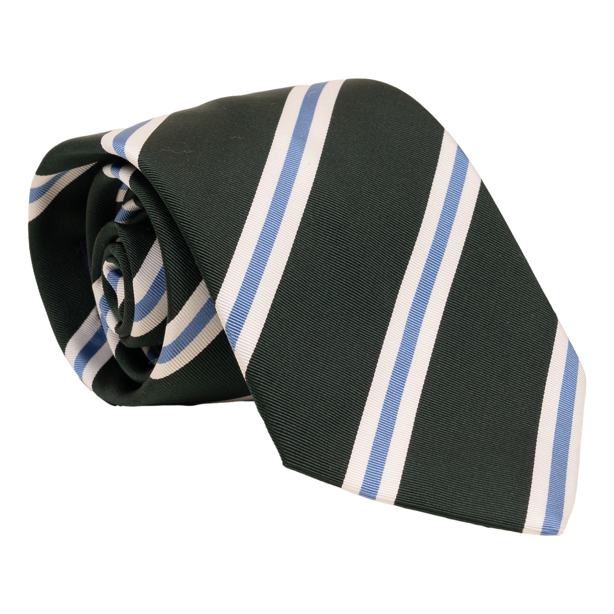 Light Blue and White Repp Stripe Silk Tie | Finest Men's Ties