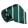 Green and White Reppe Stripe Silk Tie