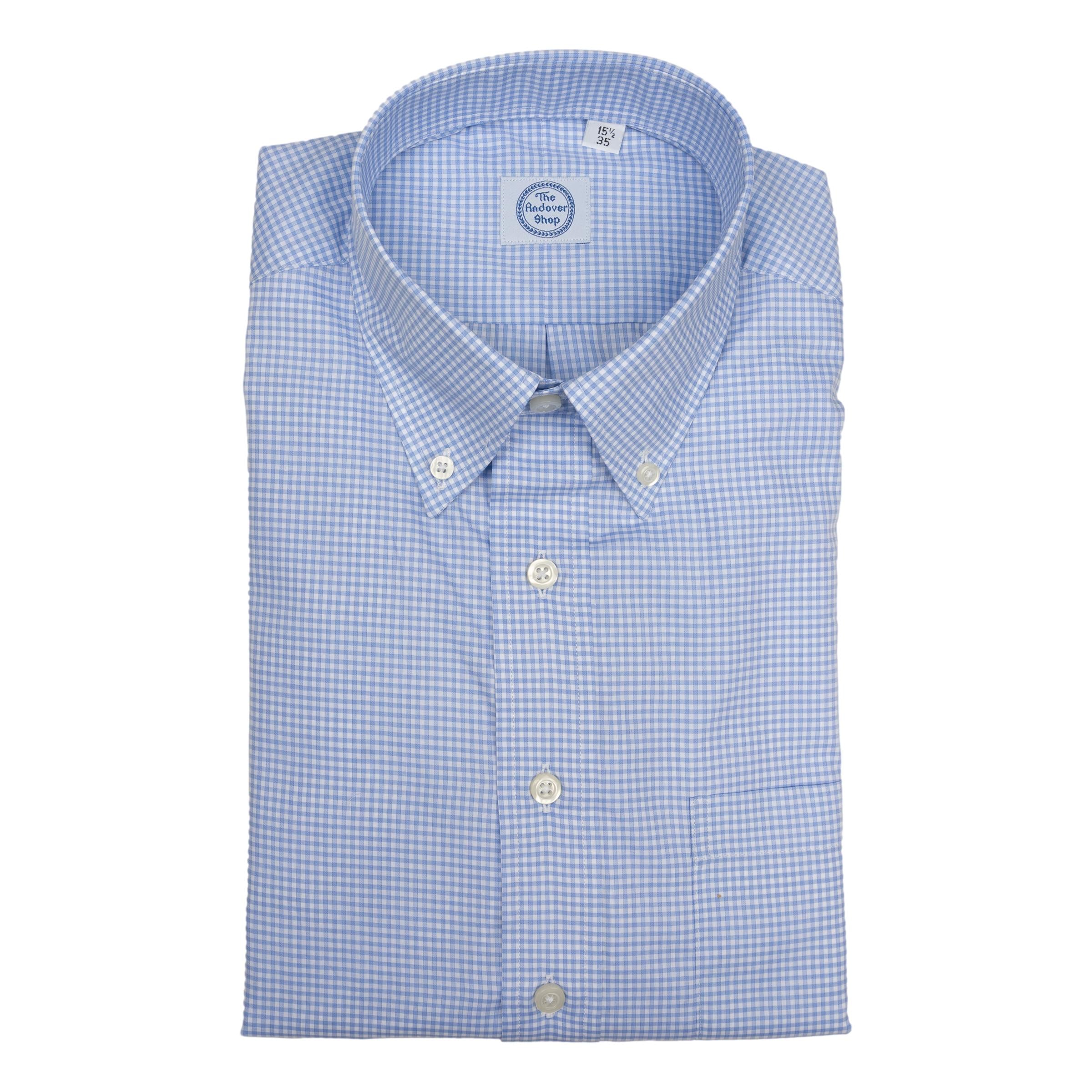 Light Blue Small Gingham Check Button Down Dress Shirt The Andover Shop Light Blue Small Gingham Check Button Down Dress Shirt The Andover Shop