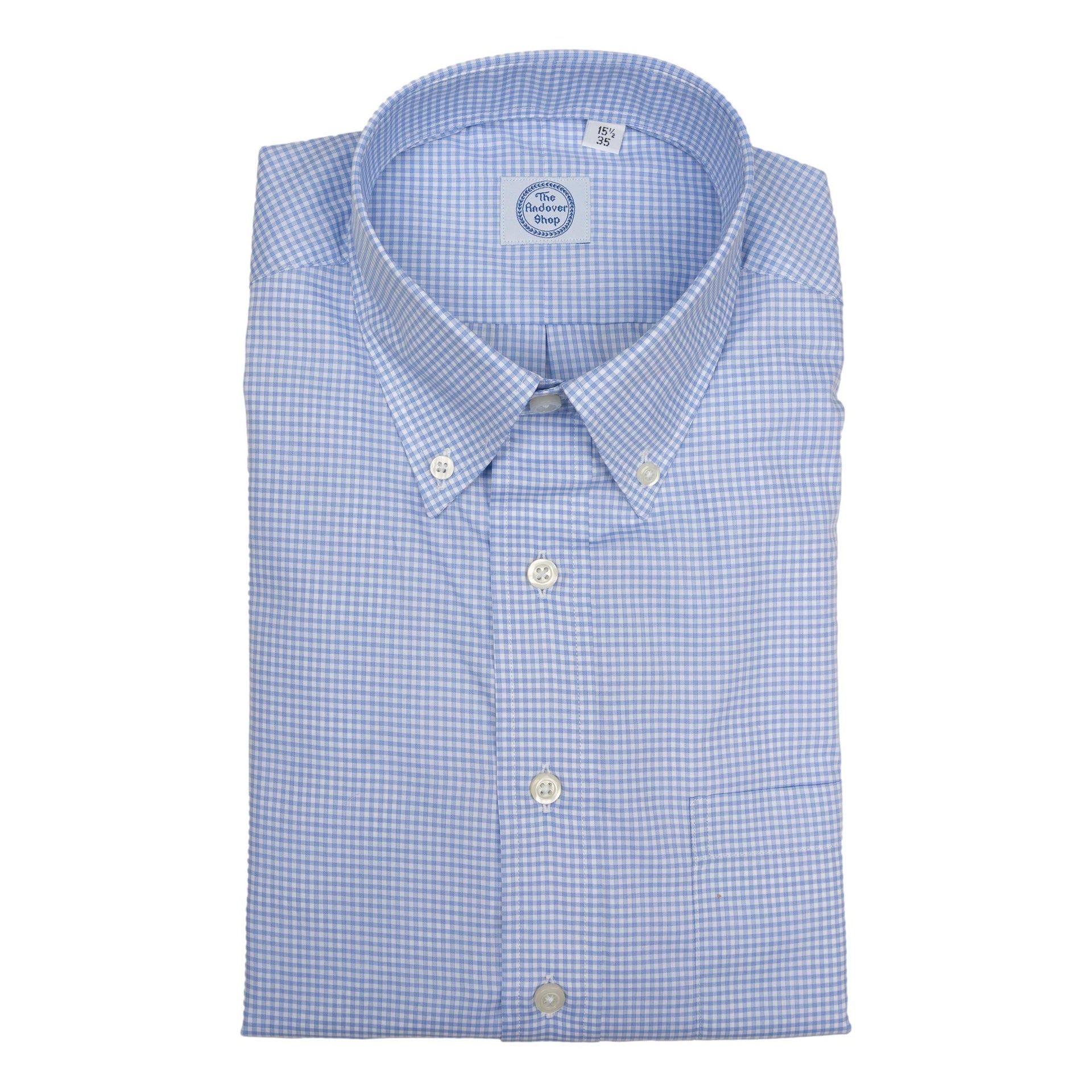 blue gingham dress shirt Light Blue Small Gingham Check Button Down Dress Shirt – The Andover Shop