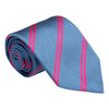Light Blue and Pink Double Reppe Stripe Silk Tie