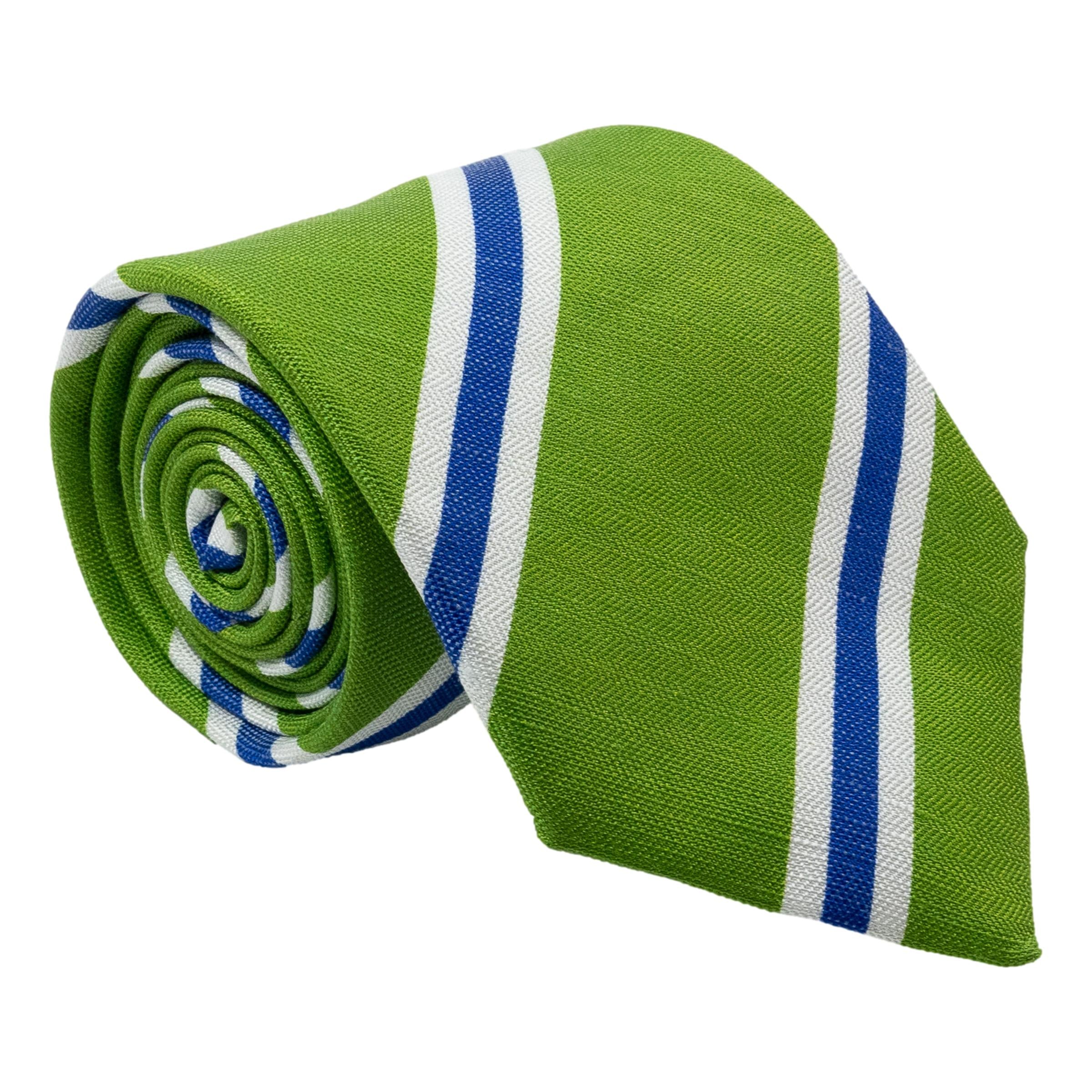 Reppe Stripe Silk and Linen Tie