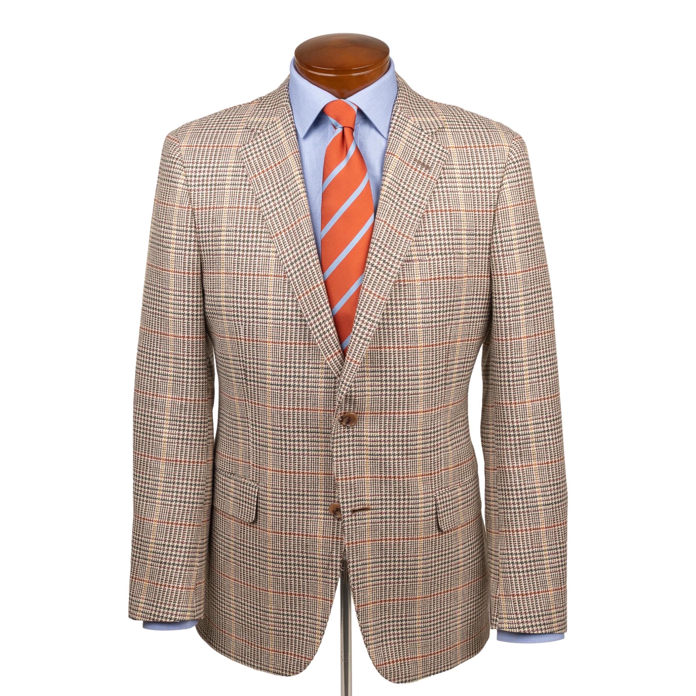 Multicolor Houndstooth with Windowpane Wool, Silk, and Linen Sport