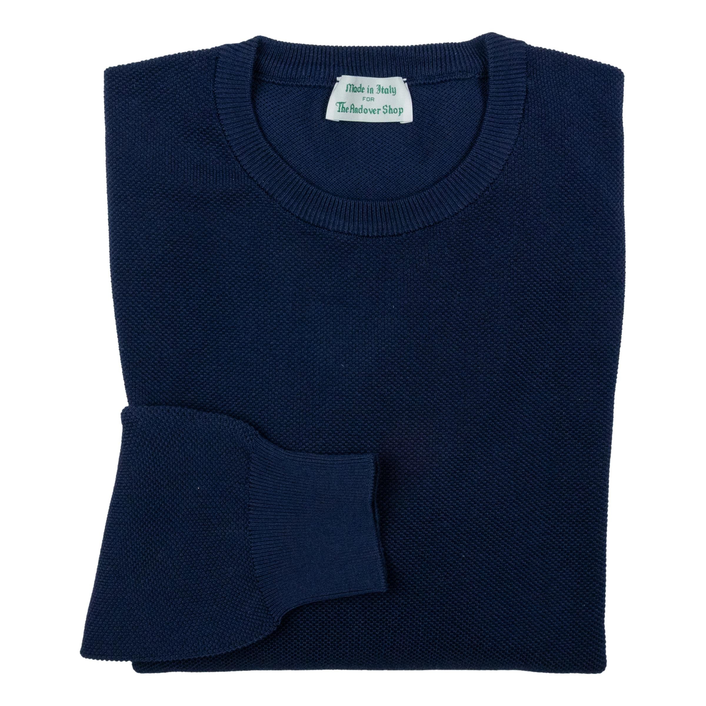 NavyCliffPiqueKnitCrewNeckSwea