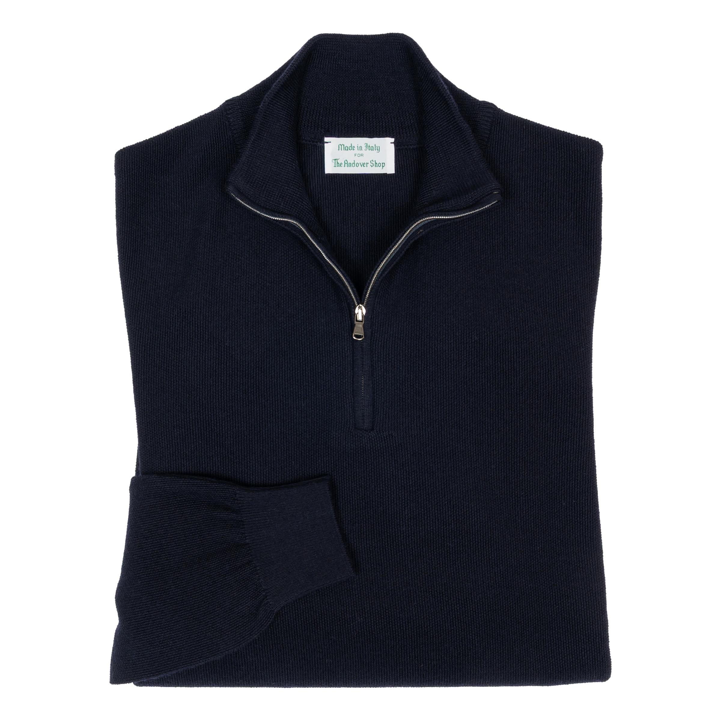 Merino Wool Rice Stitch Quarter Zip Sweater – The Andover Shop