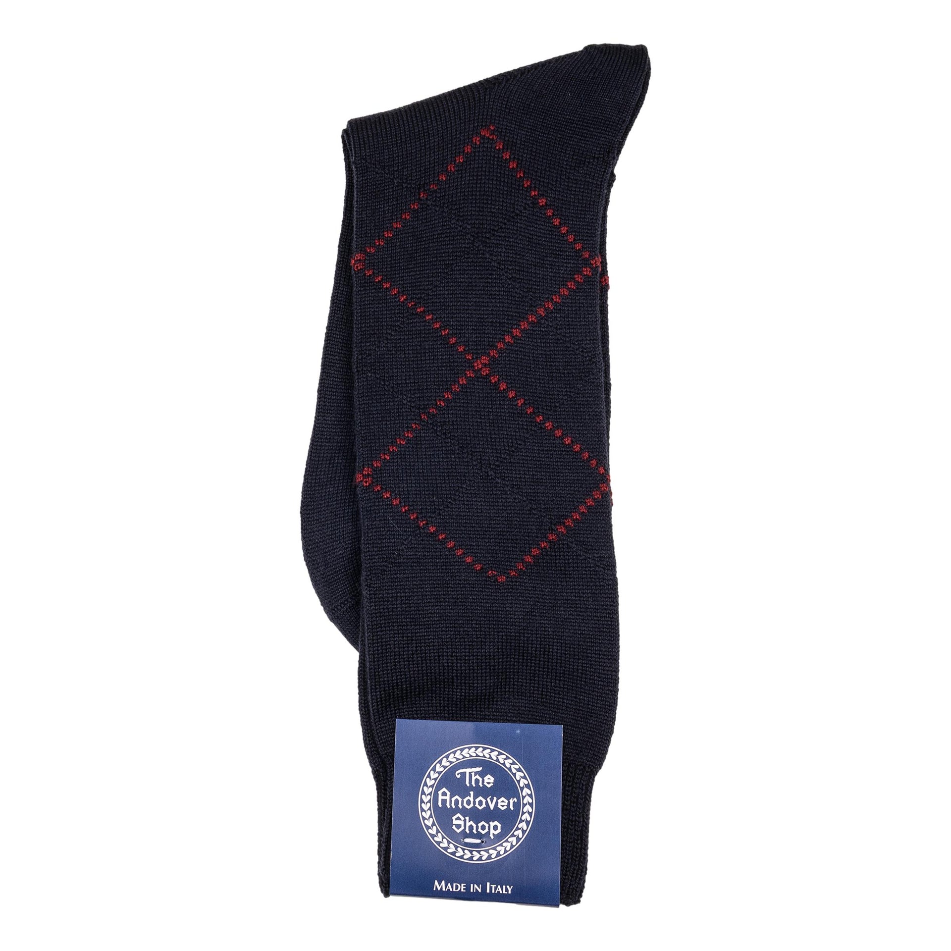 Mid-calf Argyle Wool Dress Socks Navy/Maroon One Size Fits Most