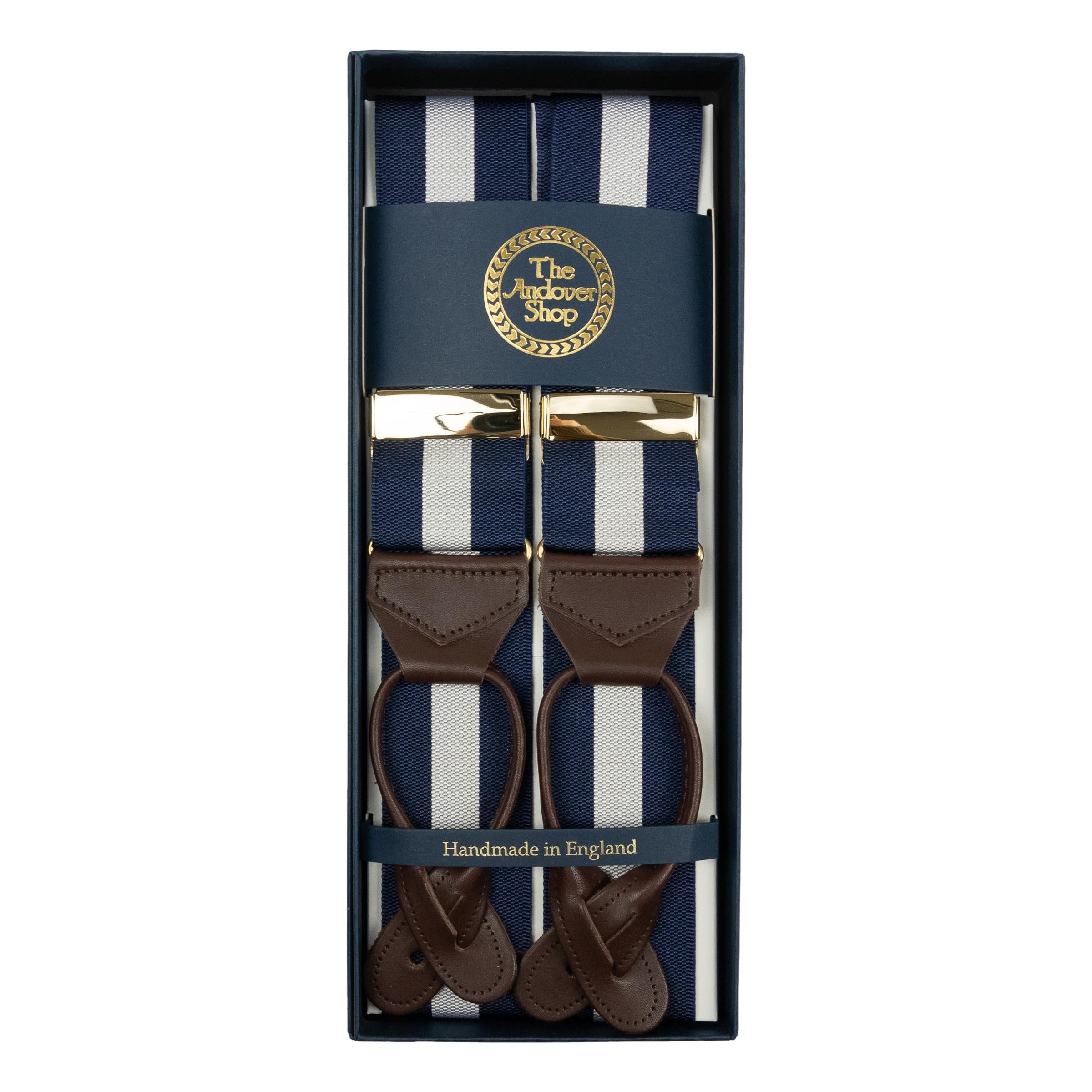 Navy and Silver Braces – The Andover Shop
