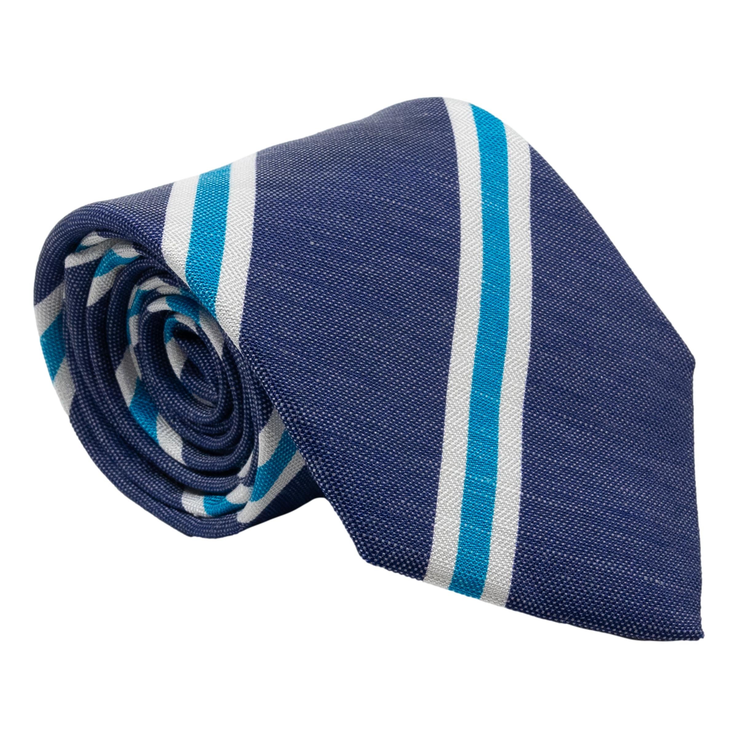 Reppe Stripe Silk and Linen Tie