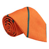 Orange and Forest Green Reppe Stripe Silk and Linen Tie