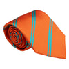 Orange and Teal Double Reppe Stripe Silk Tie
