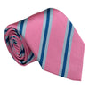 Pale Pink with Light Blue and Pacific Blue Reppe Stripe Silk Tie