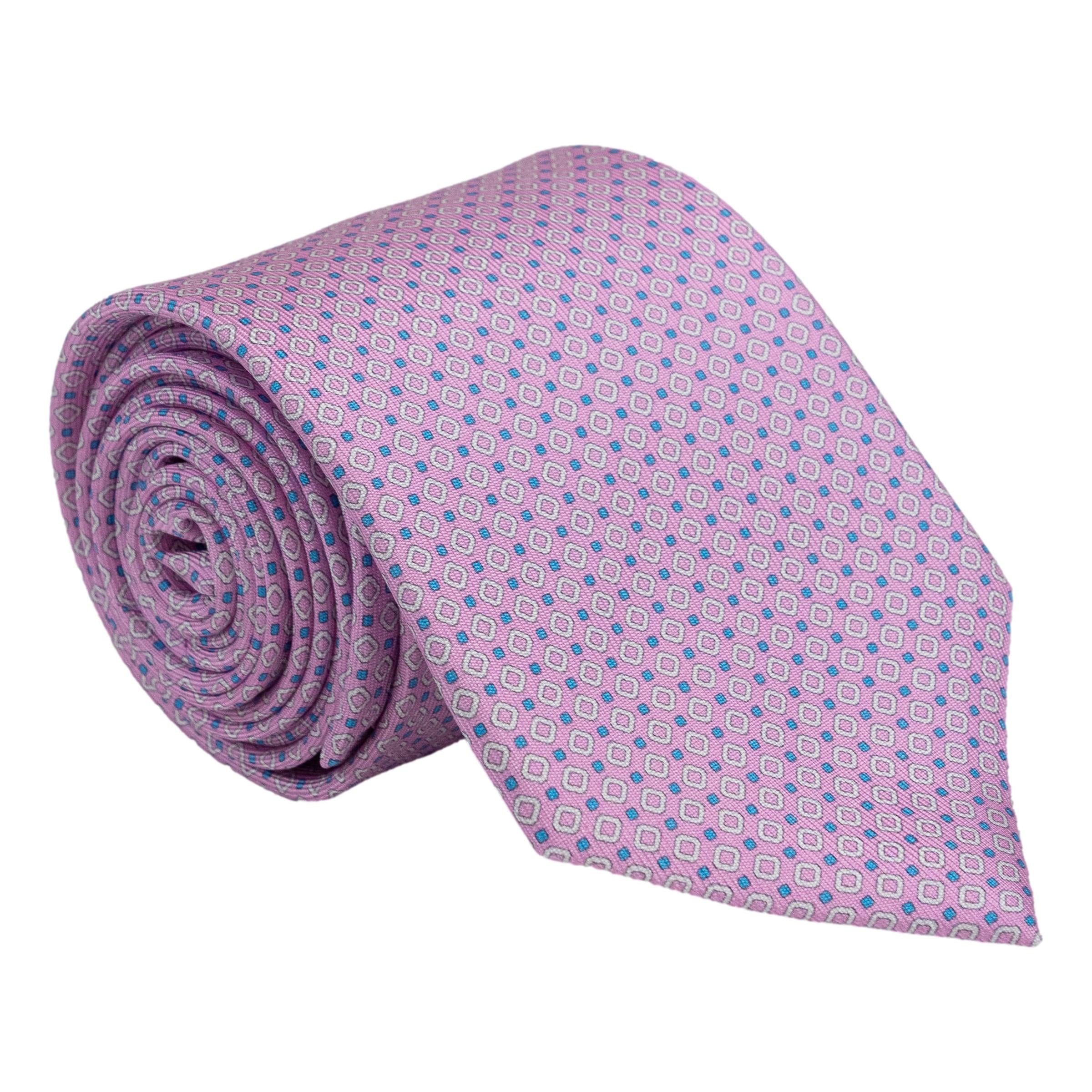 Diamond and Mini Square Pattern Silk Tie