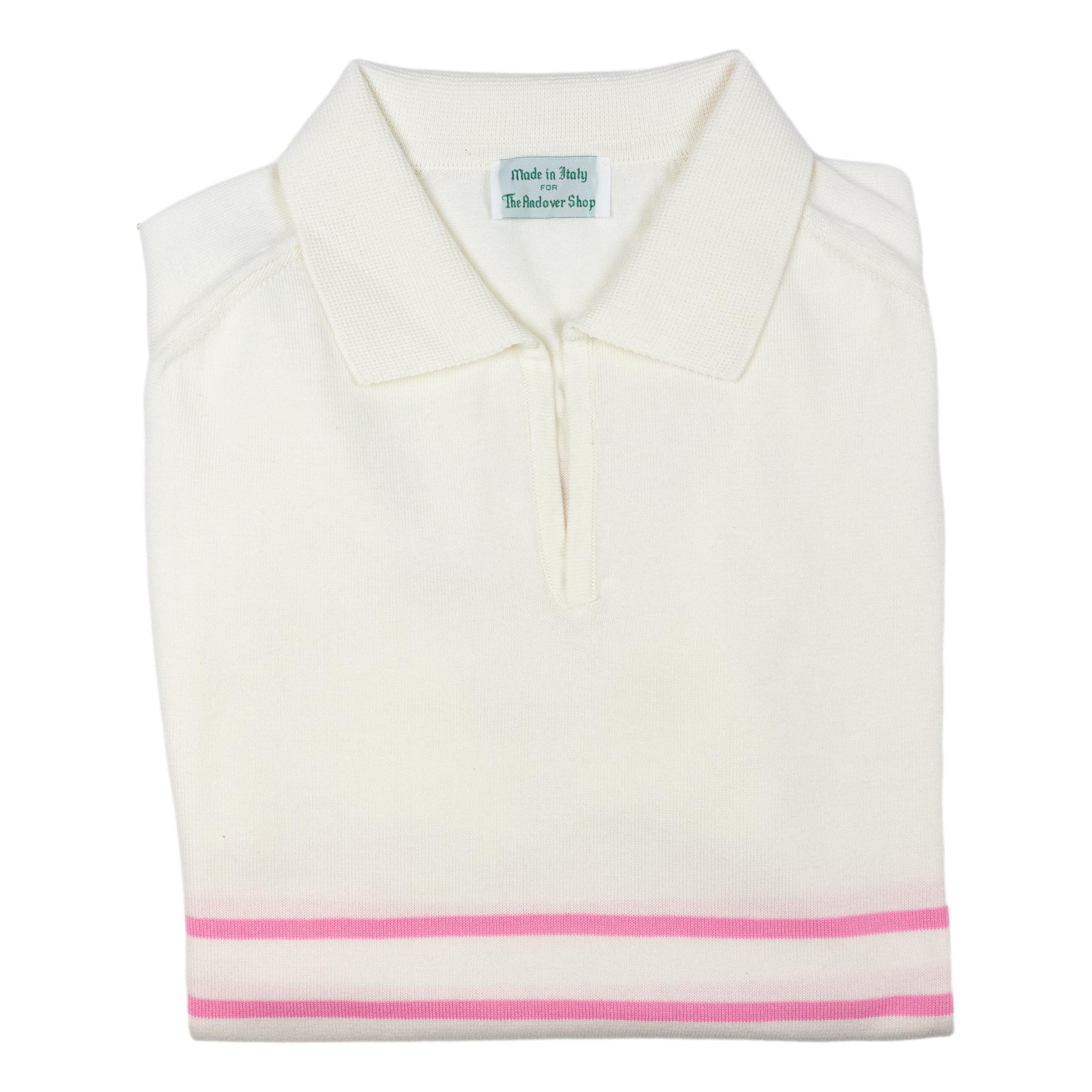 PinkHorizontalStripeCottonPolo