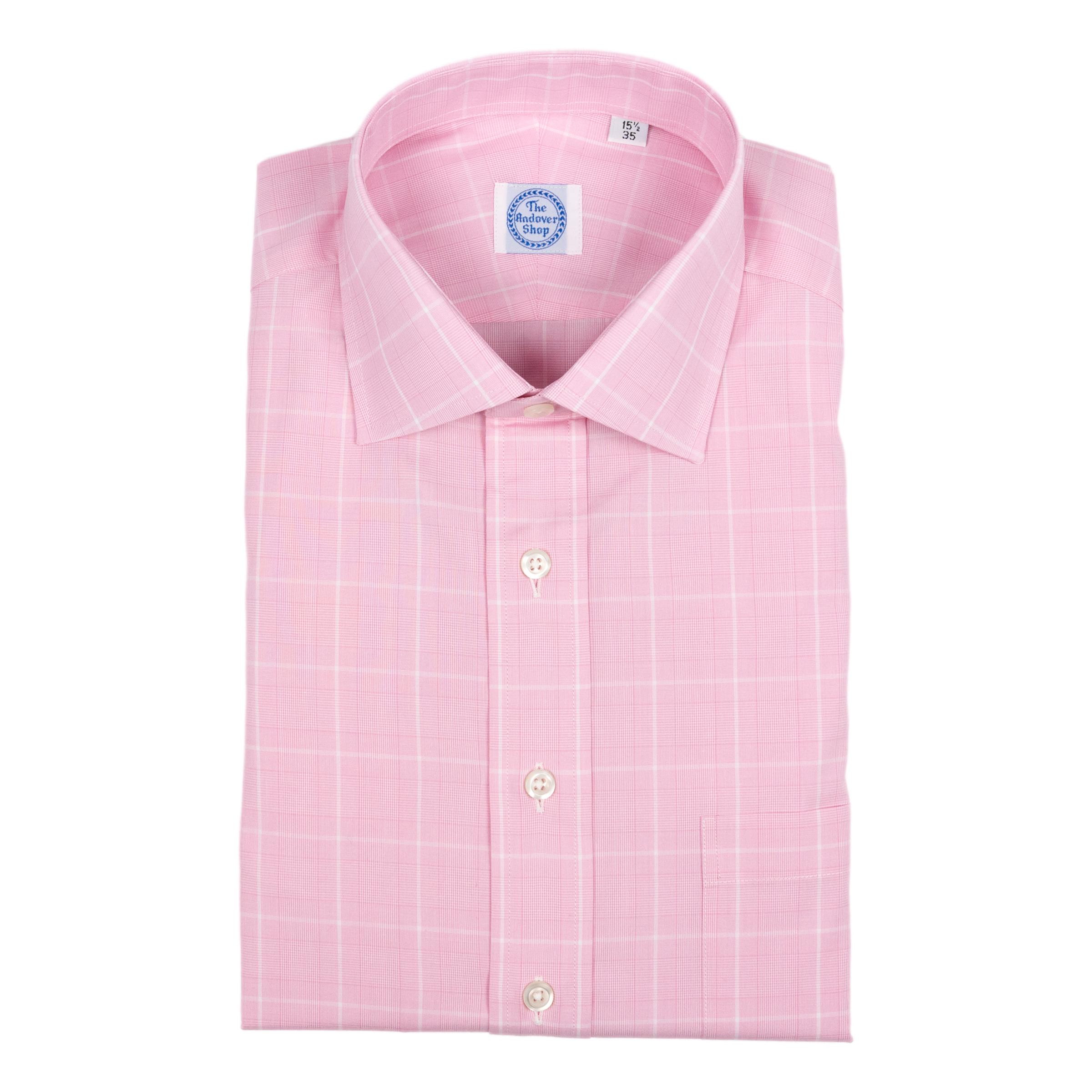 Pink Prince of Wales Spread Collar Dress Shirt – The Andover Shop Pink Prince of Wales Spread Collar Dress Shirt – The Andover Shop