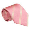 Pink and Cream Double Reppe Stripe Silk Tie