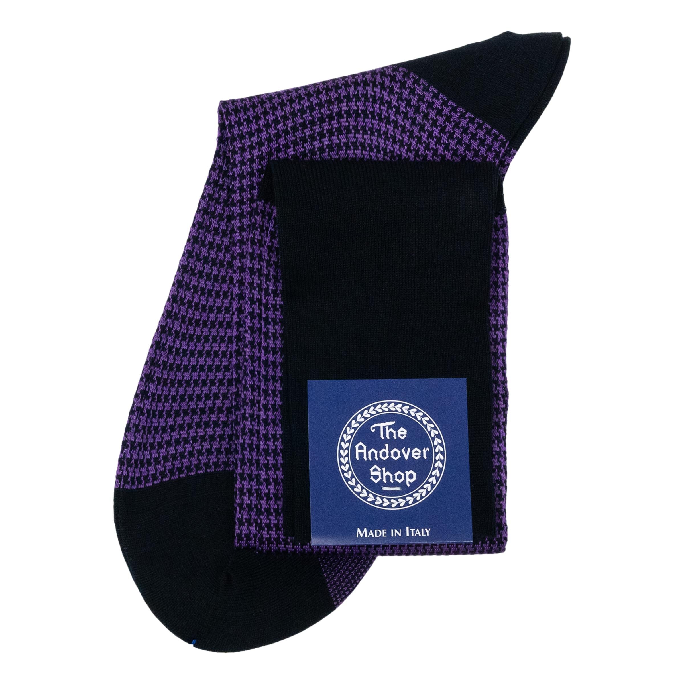 Over-the-Calf Cotton Houndstooth Dress Sock