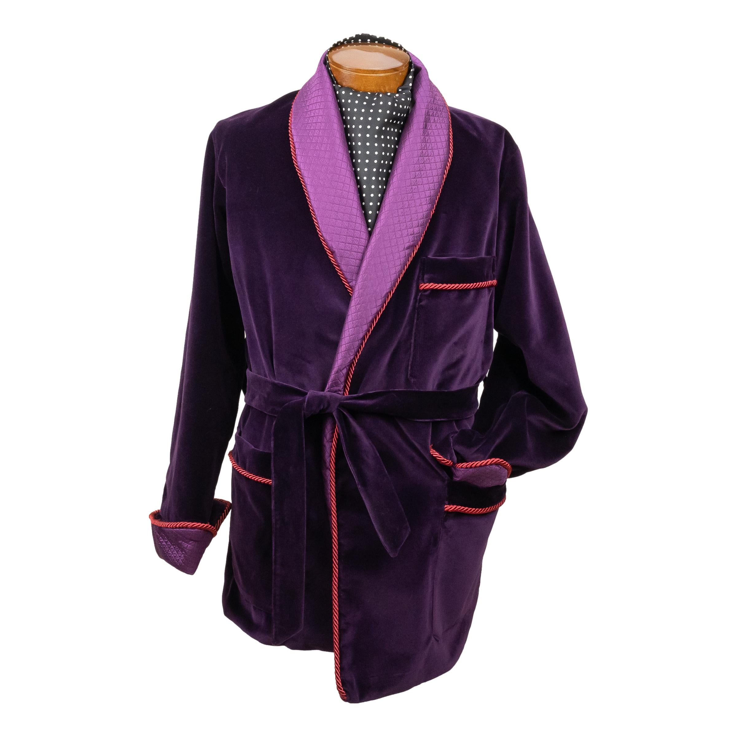 Velvet Smoking Jacket Green/Red Small - Main Image