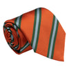 Rust with Green and Light Blue Reppe Stripe Silk Tie